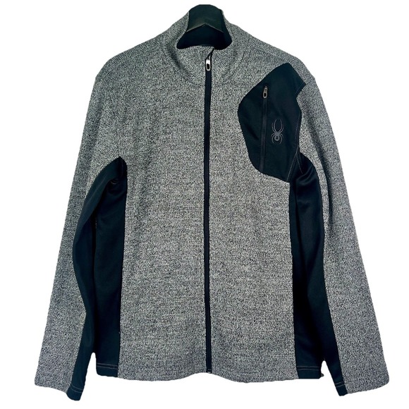 Spyder Men's Sweater Jacket Size M Gray Black Full Zip - Picture 1 of 10